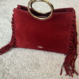Kate Spade White Rock Fringe Satchel—Suede Sam Sienna